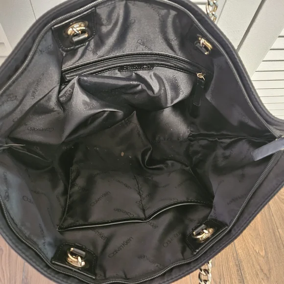 Clavin Klein Black Tote Bag with Gold Accents - Picture 3 of 5